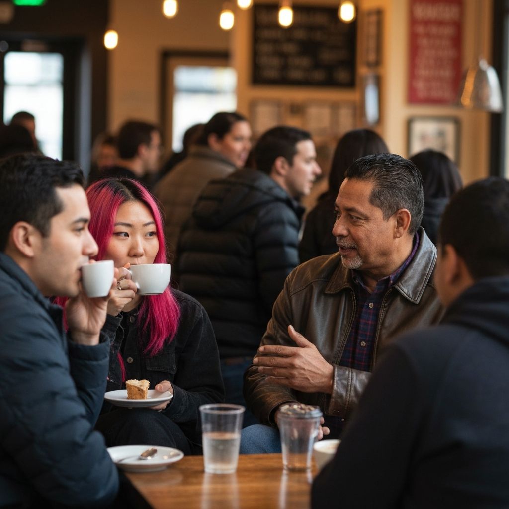 Portrait photographs spread across a table showing diverse customer personas